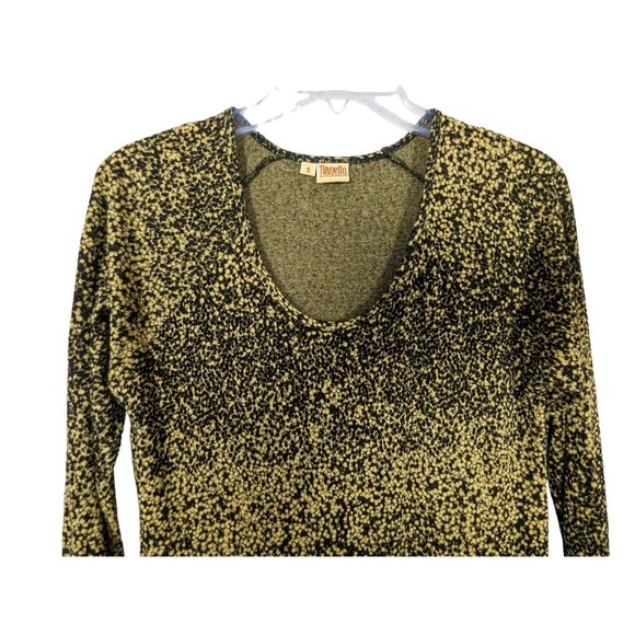 Tianello by Steve Barraza black yellow scoop neck high low‎ 3/4" sleeve top S - Picture 3 of 7